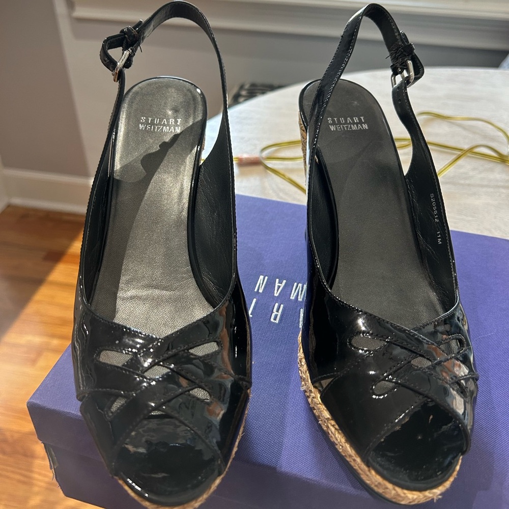 Stuart Weitzman Dolunch sling back black patent